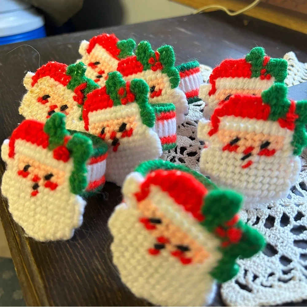 Vintage Christmas Santa napkin ring set of 8